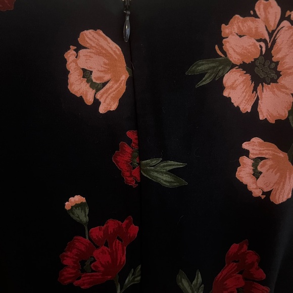 Lands' End Navy Floral Midi Dress 14 Tall - Picture 4 of 4